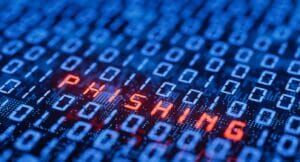 The word Phishing spelled out in a series of code.