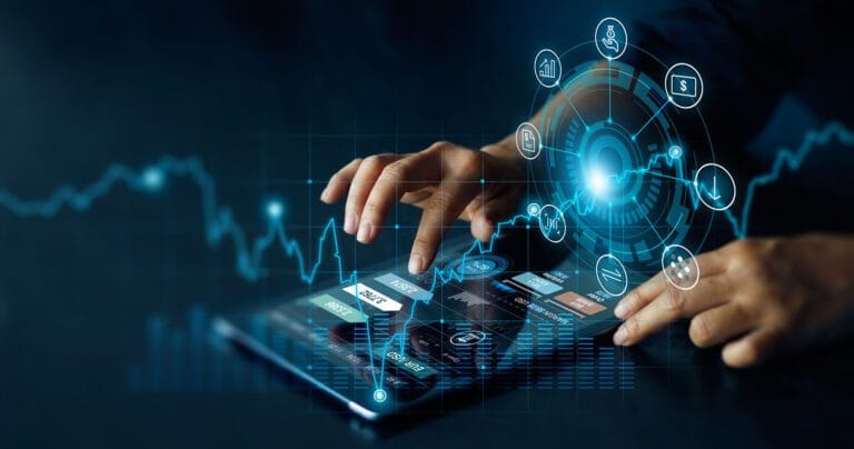 Employee working on a digital device.