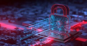 Digital lock representation on printed circuit board.