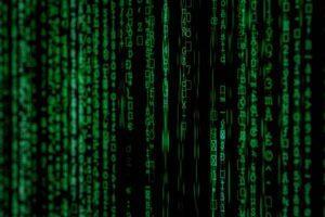 Lines of code streaming down.