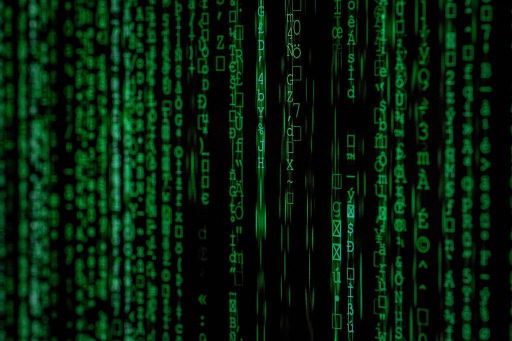 Lines of code streaming down.