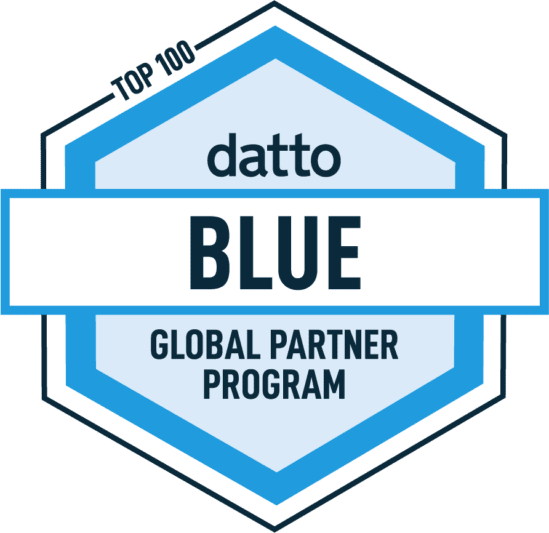 Top 100 datto Blue Global Partner Program logo.