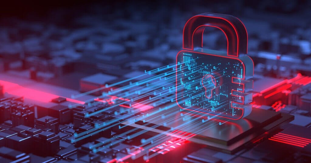 Digital lock representation on printed circuit board.