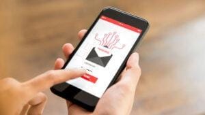 Phishing attack on a mobile device.
